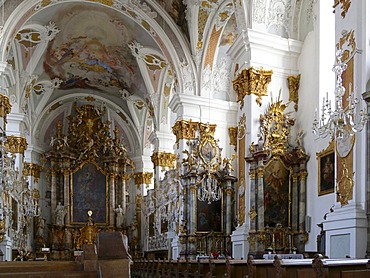 Interior of the Church of the Jesuit University, Dillingen an der Donau, Bavaria, Germany, Europe