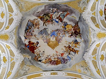 Baroque paintings on the ceiling, Church of the Jesuit University, Dillingen an der Donau, Bavaria, Germany, Europe