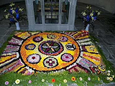 Flower ornament, St. Maria and Markus Cathedral, Unesco World Heritage Site, Mittelzell, Reichenau island, Lake Constance, Baden-Wuerttemberg, Germany, Europe