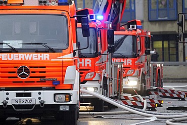 Fire on Urbanstrasse Road 1, in Stuttgart-Mitte near Charlottenplatz Square, Stuttgart, Baden-Wuerttemberg, Germany, Europe