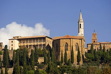 Duomo and Palazzo Piccolomini, Pienza, Tuscany, Italy, Europe, PublicGround