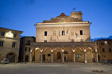 Historic building, illuminated, Montefalco, Umbria, Italy, Europe, PublicGround