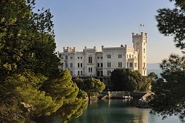 Miramare Castle, Castello di Miramare, in the Bay of Grignano, Trieste, Italy, Europe