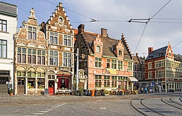 Houses at the Sint-Veerleplein, Ghent, Flanders, Belgium, Europe