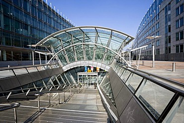 Entrance to the station, European Parliament, Brussels, Belgium, Europe