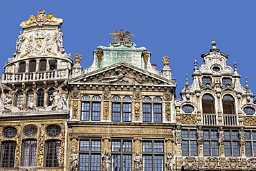 Facades and gables of the guildhalls on the Grote Markt, Grand Place, Brussels, Belgium, Europe