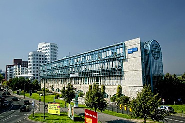 WDR building, in the back buildings by Frank Gehry, Duesseldorf, North Rhine-Westphalia, Germany, Europe