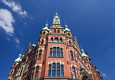 Hamburger Hafen- und Lagerhaus-Aktiengesellschaft port and warehouse company, near the St. Annen Bruecke bridge, Speicherstadt historic warehouse district, Hamburg, Germany, Europe