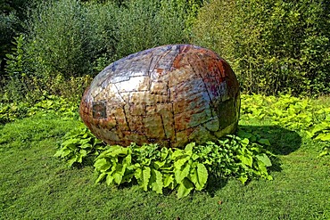 The "Ei", egg, piece of art by Anatol Herzfeld, Museum Island Hombroich open-air museum, Neuss, North Rhine-Westphalia, Germany, Europe