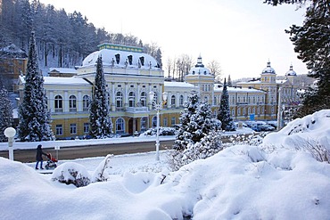 The casino, wintry, wintery, Marianske Lazne, Czech Republic, Europe