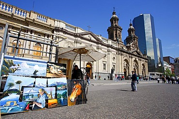 Cathedral, Plaza de Armas, Santiago de Chile, Chile, South America