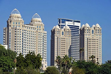 Falcon and Pearl Towers, Doha Hilton Hotel, Doha, Emirate of Qatar, Middle East, Asia