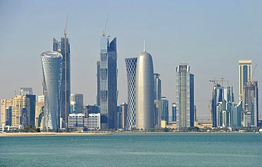 Skyline of Doha, Qatar, Persian Gulf, Middle East, Asia