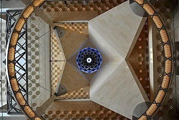 Interior shot, ceiling construction of the atrium, Museum of Islamic Art, designed by I.M. PEI, Corniche, Doha, Qatar, Persian Gulf, Middle East, Asia