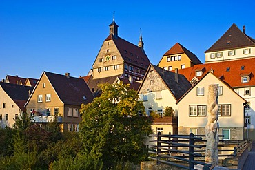 Townscape with town hall, Besigheim, Neckartal, Baden-Wuerttemberg, Germany, Europe