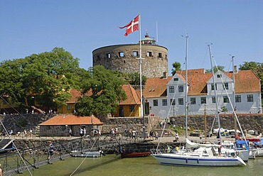 Harbour with sailboats at the old Christiansoe Fortress, Denmark, Europe