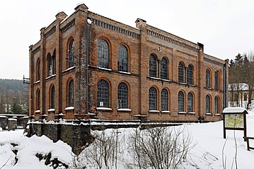 Carlswerk Museum in winter, former machine factory, Maegdesprung, Harzgerode, Harz, Saxony-Anhalt, Germany, Europe