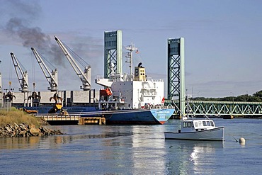 Scrap ship at Portsmouth dock, New Hampshire, New England, USA