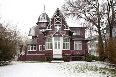 Villa Undine, winter, Binz, Ruegen, Rugia Island, Mecklenburg-Western Pomerania, Germany, Europe