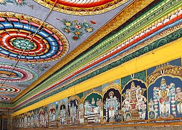 Mural art in the Srivilliputhur Andal temple, Srivilliputtur, Tamil Nadu, Tamilnadu, South India, India, Asia