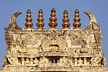 Top of the Gopuram, gate tower, Chennakesava Temple, Hoysala style, Belur, Karnataka, South India, India, South Asia, Asia