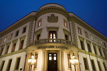 Hessian Parliament at night, Wiesbaden, Hesse, Germany, Europe