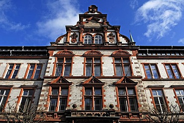 Ornate facade of the main post office, built from 1892 to 1897 in Neo-Renaissance style, Mecklenburgstrasse, Schwerin, Mecklenburg-Western Pomerania, Germany, Europe