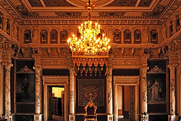 Throne room, built in 1856 in the Berlin neo-Renaissance style, Schweriner Schloss castle, built from 1845 to 1857, romantic historicism, Lennestrasse 1, Schwerin, Mecklenburg-Western Pomerania, Germany, Europe