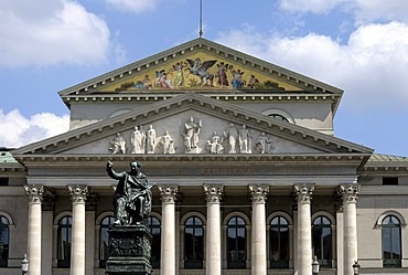 National Theater and bronze statue of Maximilian Joseph I, King of Bavaria, Munich, Bavaria, Germany, Europe