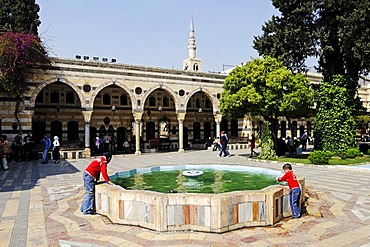 Fountain in the courtyard of the Azm Palace, Azem, Quasr al-Azm, Ottoman ethnographic museum, historic centre of Damascus, Syria, Asia