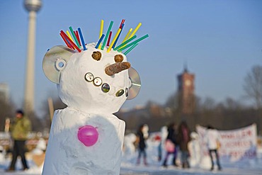 Snowman Demo 2010 on the Schlossplatz, Castle Square, Berlin, Germany, Europe