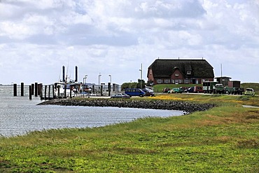 Boat harbour on the Halligen island of Langeness, Schleswig-Holstein, Germany, Europe