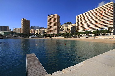 Larvotto beach, skyscrapers, Principality of Monaco, Cote d'Azur, Europe