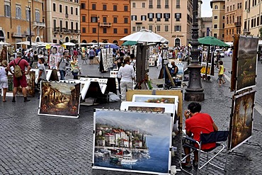 Artists, painters, Piazza Navona square, Rome, Lazio, Italy, Europe