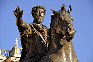 Equestrian statue of Marcus Aurelius, Piazza del Campidoglio Capitol Square, Rome, Lazio, Italy, Europe