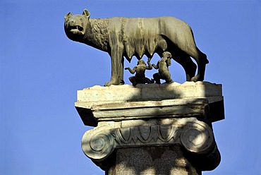 Capitoline Wolf, Romulus, Remus, Piazza del Campidoglio Capitol Square, Rome, Lazio, Italy, Europe