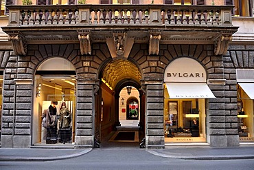 Burberry fashion store, jeweller Bulgari, Via dei Condotti, Rome, Lazio, Italy, Europe