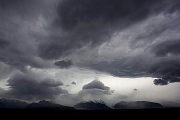 Cloud formations before a hurricane, Skaftafell National Park, Iceland, Europe