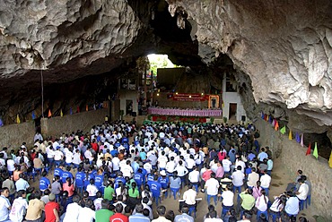 Event of the Communist Party in the Cave of the Pathet Lao, Tham Sang Lot, Elephant Cave, Vieng Xai, Houaphan province, Laos, Southeast Asia, Asia