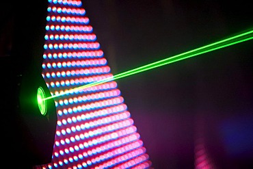 Laser beam, Winter World 2010, techno festival in Sports Hall Oberwerth, Koblenz, Rhineland-Palatinate, Germany, Europe