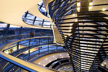 Glass dome of the Reichtstag building, Berlin, Germany, Europe