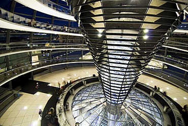 Glass dome of the Reichtstag building, Berlin, Germany, Europe