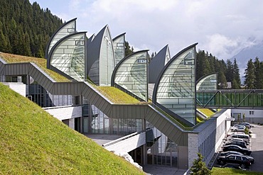 Bergoase spa of the Grand Hotel Tschuggen, architect Mario Botta, luxury hotel, Arosa, Graubuenden or Grisons, Switzerland, Europe