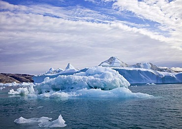 Icebergs in the Sermilik fjord, Ammassalik district, eastern Greenland, Greenland, Denmark