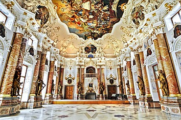 Emperor's Hall in the Benedictine Abbey Ottobeuren, Bavaria, Germany, Europe