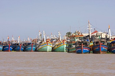 Boats in the Port of Long Xuyen, Mekong Delta, Vietnam, Asia