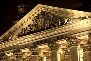 Reichstag parliament building at night, Berlin, Germany, Europe