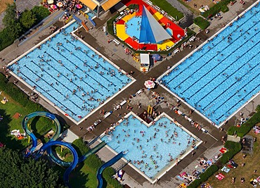 Aerial view, open air pool, Hamm, North Rhine-Westphalia, Germany, Europe