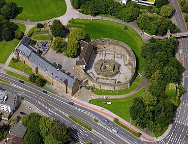 Aerial view, Schloss Broich castle, Muelheim an der Ruhr, Ruhrgebiet region, North Rhine-Westphalia, Germany, Europe