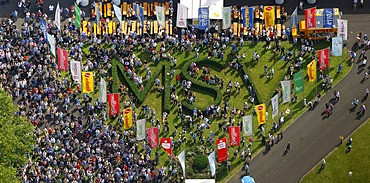 Aerial view, Familientag family day, emblem, MSV Arena, Wedau, Hochfeld, Duisburg, Ruhrgebiet region, North Rhine-Westphalia, Germany, Europe